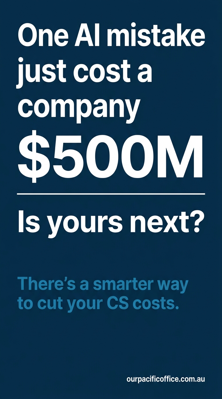 Dark typographic ad: One AI mistake just cost a company $500 million. Is yours next?