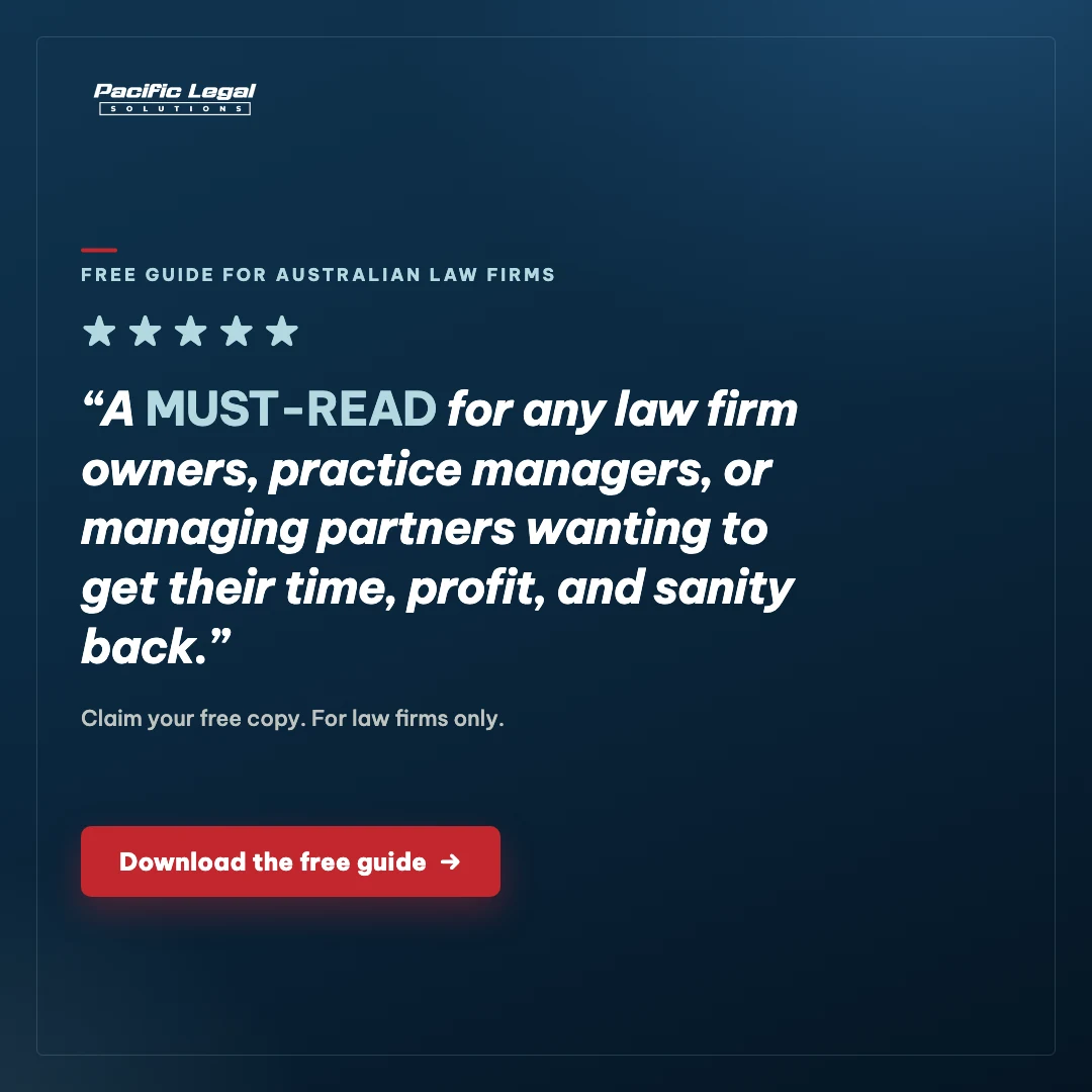 Navy quote card with five stars: A MUST-READ for any law firm owners, practice managers, or managing partners wanting to get their time, profit, and sanity back.