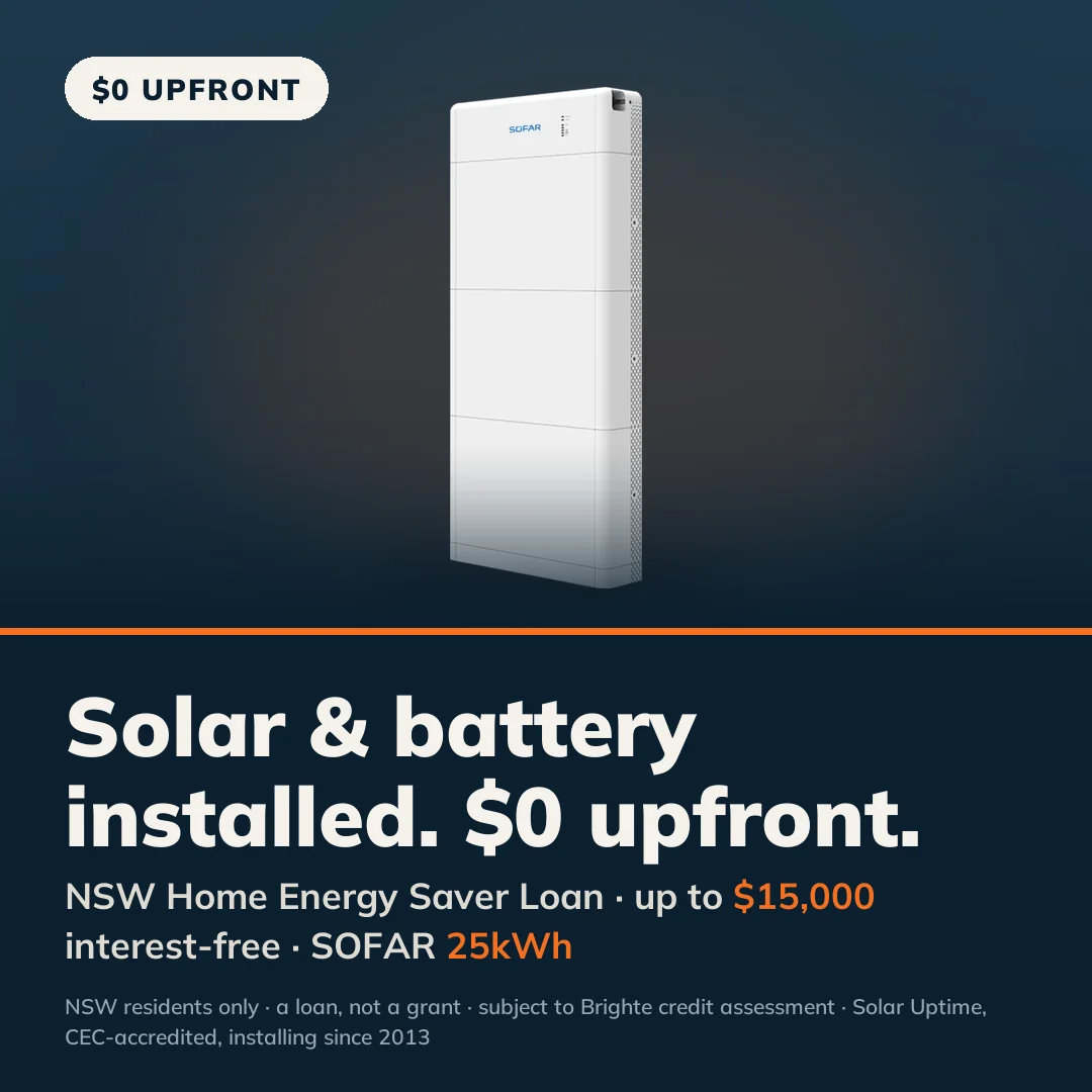 SOFAR home battery product hero on a deep navy studio background